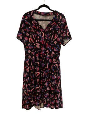 Dollz & Dames Womens Witchy Mushroom Rockabilly Dress Plus Size 1X Flared Magic